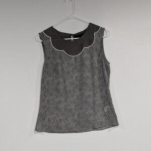 Banana Republic Factory Sleeveless Printed Blouse Grey White Size Small Petite